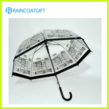 O logotipo feito sob encomenda do logotipo imprimiu o guarda-chuva transparente reto do PVC